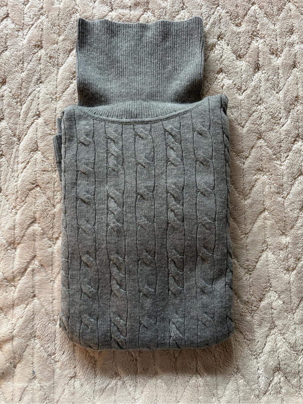 Talbots Gray Cable-Knit Turtleneck Sweater